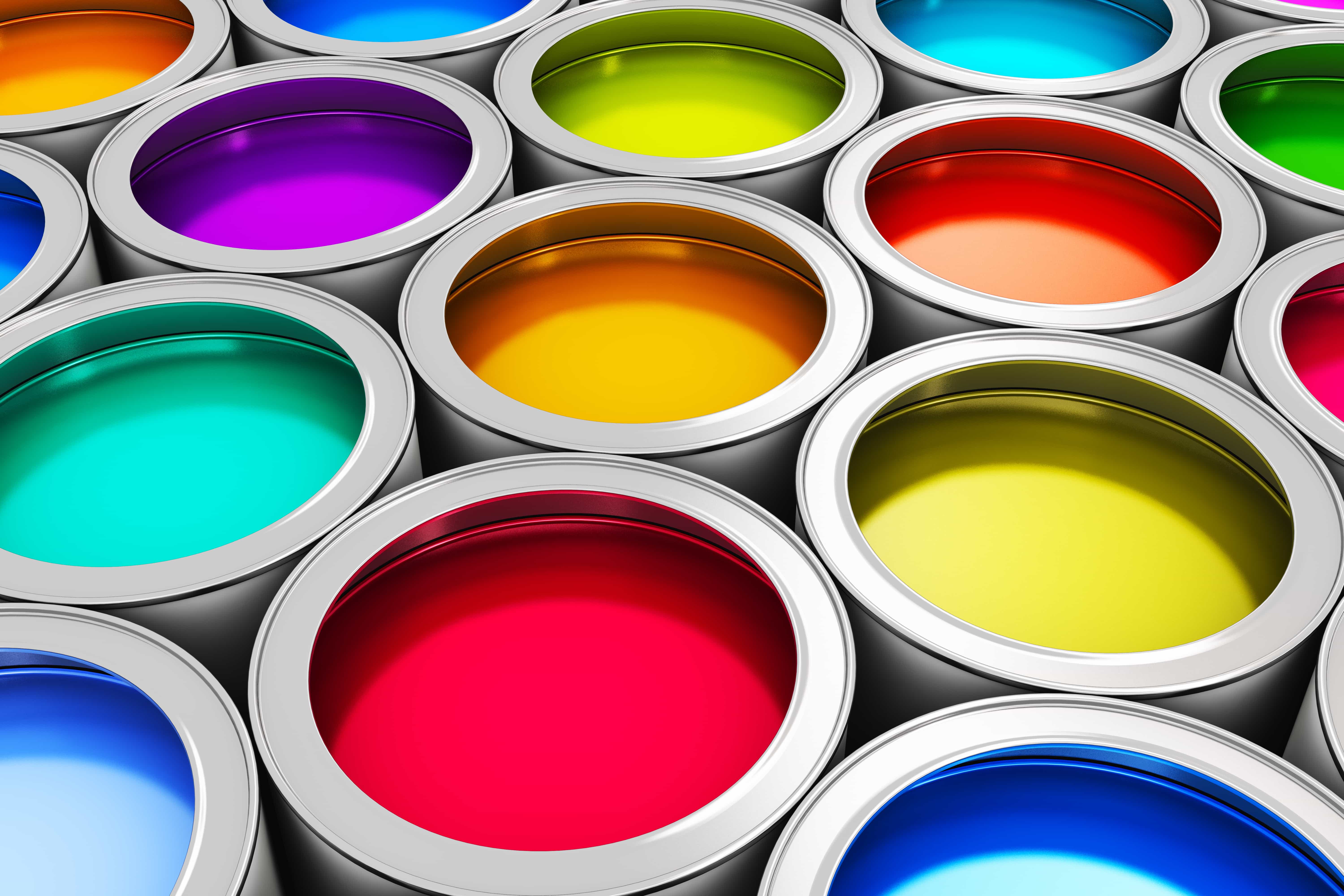 bunch of paint in pots